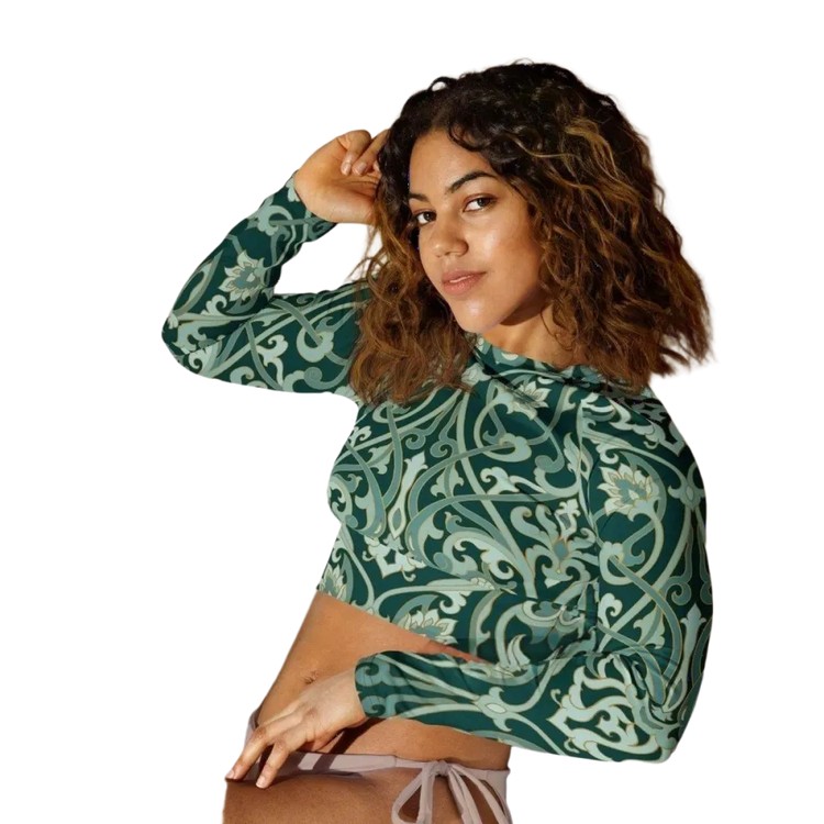 Damen Langarm Crop Top von BUYATHOME24 in 2XS-6XL, bequemes Fitness-Trainingstop mit Textildruck, ideal für sportliche Aktivitäten