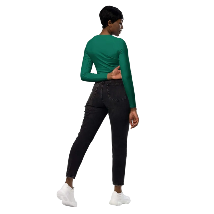 Damen Langarm Crop Top von BUYATHOME24, schnelltrocknend, bedruckbar, in 2XS-6XL, modisches Oberteil für Damen