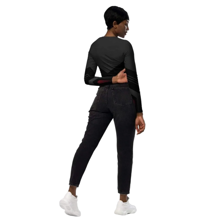 Damen Langarm Crop Top von BUYATHOME24, bauchfrei, in 2XS-6XL, Polyester-Mix, bequemes Oberteil für Damen.