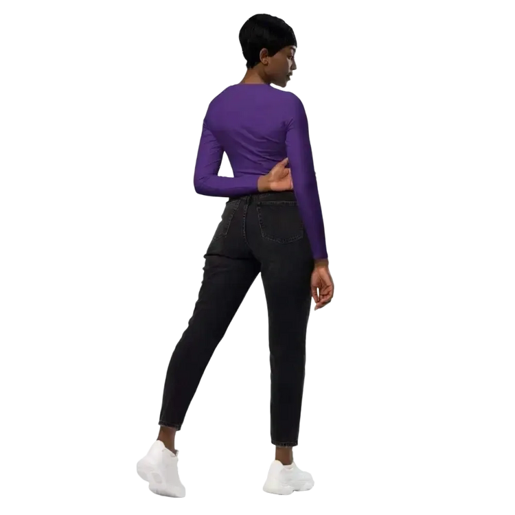 Damen Langarm Crop Top von BUYATHOME24, tailliert, für Fitness, in 2XS bis 6XL, mit Textildruck, sportlich und bequem