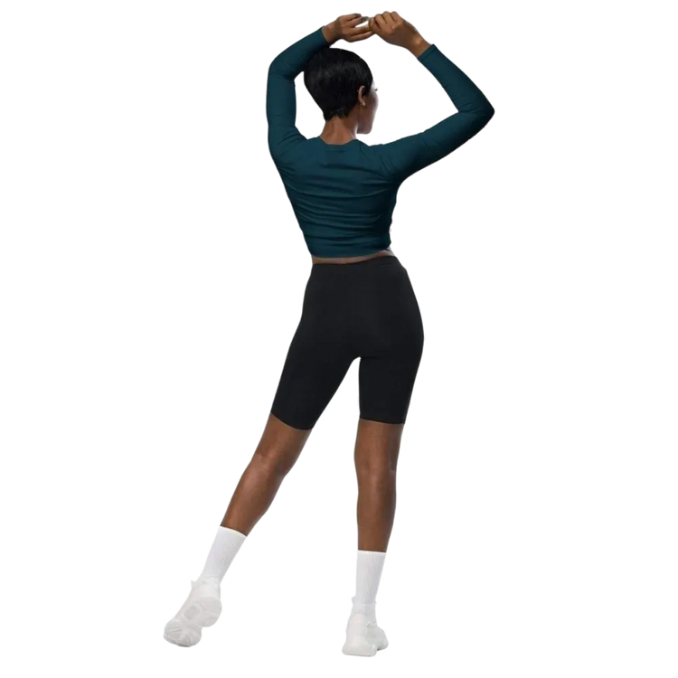 Damen Langarm Crop Top von BUYATHOME24, Fitness Trainingstop in 2XS-6XL, mit Textildruck, bequemes Sport-Top