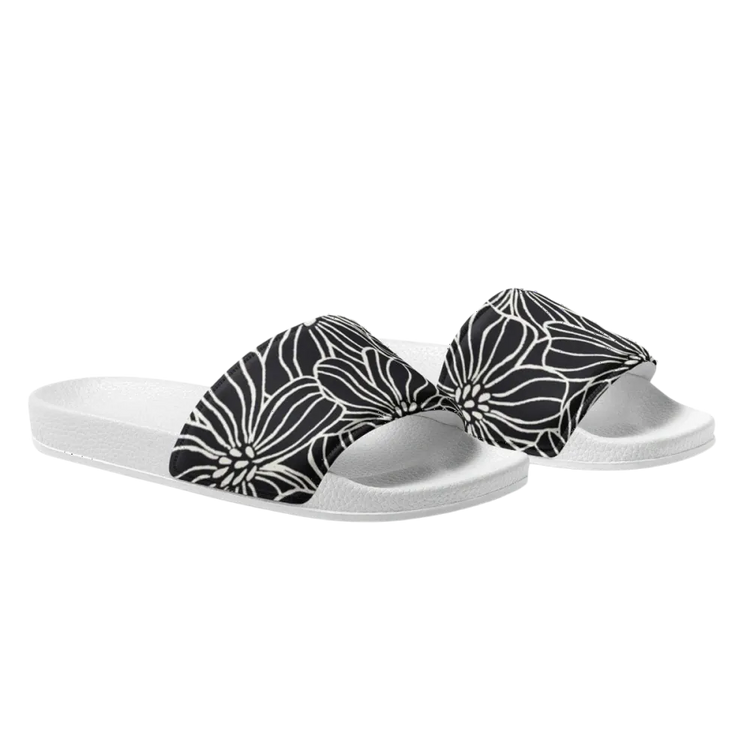 Damen- und Mädchenschlappen mit Kunstleder-Druck, bequeme Badeschuhe für Größe 36-44, mit PU-Sohle.