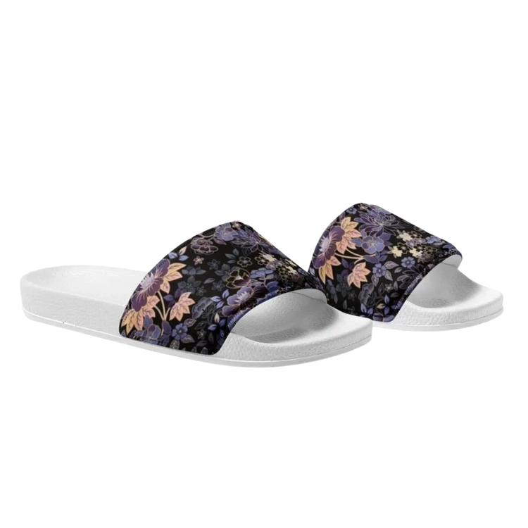 Damen Badeschlappen mit PU-Sohle und Fußbett in Größe 36-44, Kunstleder-Druck, bequeme Sandalen von BUYATHOME24