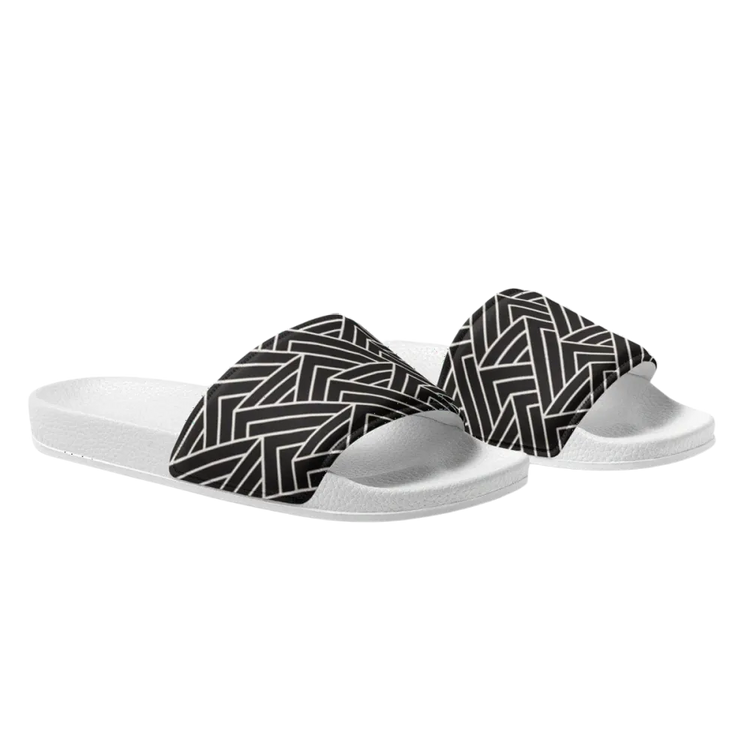 Gepolsterte Damen Badeschlappen in Größe 36-44 aus Kunstleder mit Druckmuster, bequeme Badeschuhe von BUYATHOME24