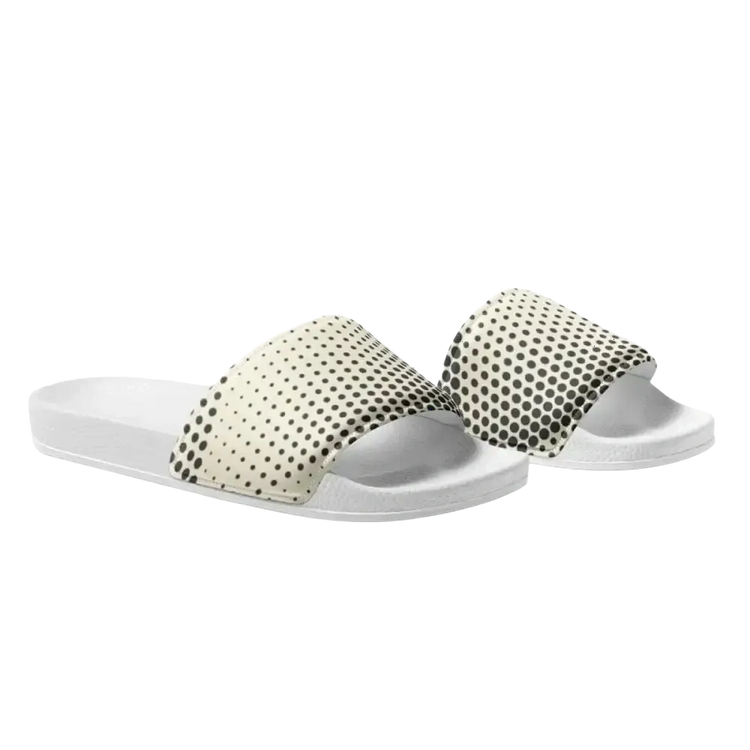 Damen Badeschlappen aus Kunstleder in Größe 36-44, handgenäht, mit Druckmuster, von BUYATHOME24.