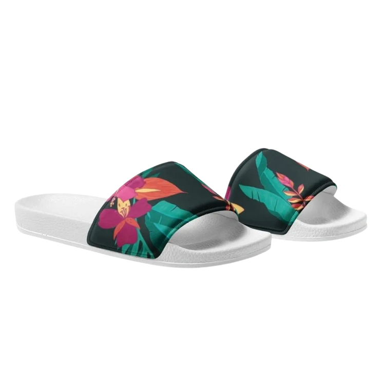 Damen Badeschlappen mit Kunstleder und PU-Sohle, Größe 36-44, bequemes Design, Druckmuster, von BUYATHOME24