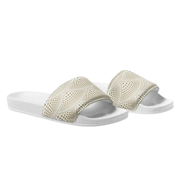 Damen Badeschlappen mit PU-Sohle und Fußbett, Kunstleder-Druck, Größe 36-44, von BUYATHOME24