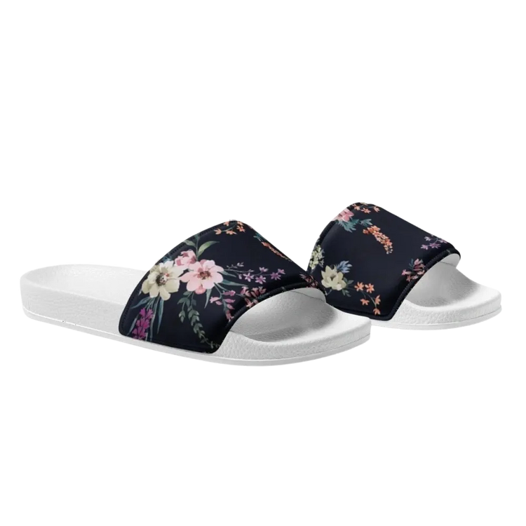 Damen Badeschlappen aus Kunstleder in Größe 36-44 mit PU-Sohle, braun mit Druckmuster, bequeme Sommersandalen von BUYATHOME24