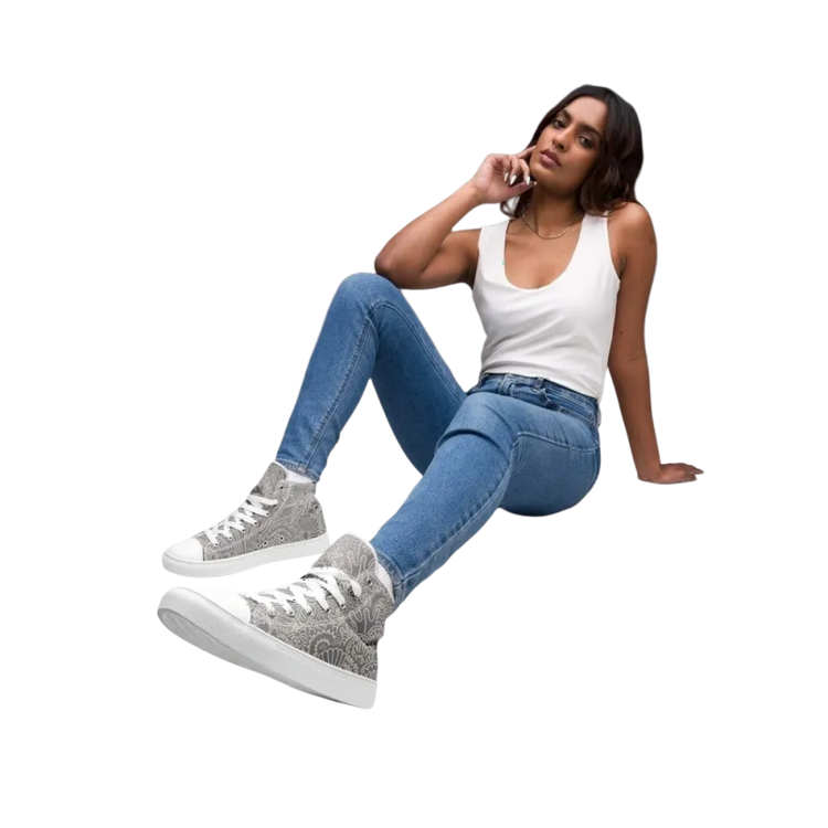 Damen- und Mädchensneaker aus Leinen, Größe 35-44, in Textildruck-Design, von BUYATHOME24, bequeme Sportschuhe