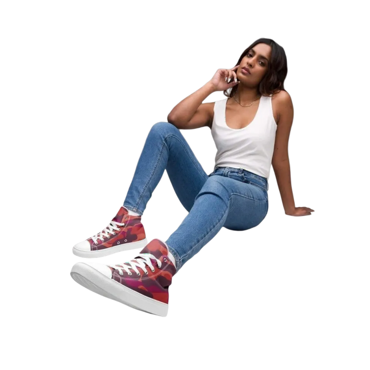 Damen- und Mädchensneaker aus Leinen, Größe 35-44, mit Textildruck in Weiß und Blau, von BUYATHOME24