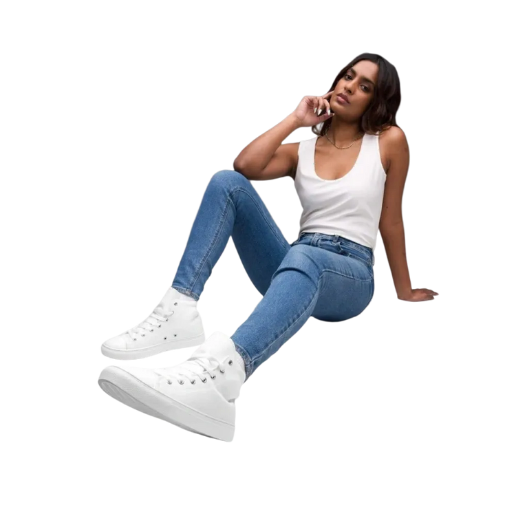 Damen Sneaker von BUYATHOME24 mit Allover-Print aus Leinen, Größen 35-44, bequeme Textildruck-Design, modischer Sportschuh