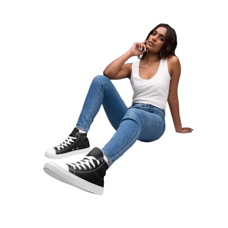 Damen- und Mädchensneaker aus Leinen in Größe 35-44 von BUYATHOME24, mit weißem Textildruck und bequemer Passform.