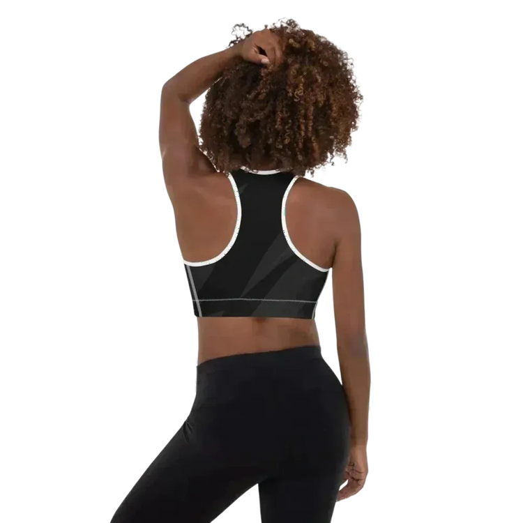 Damen Sport-BH von BUYATHOME24 mit Polstern, Racerback und atmungsaktivem Material in XS-2XL, auf Textildruck.
