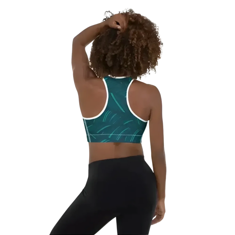 Damen Sport-BH mit Polstern und 4-Wege-Stretch in XS bis 2XL, von BUYATHOME24, aus Textil mit Druck, für Sport und Fitness