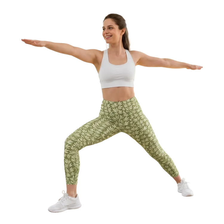 Damen Sport Leggings von BUYATHOME24, hohe Taille mit seitlichen Taschen, in 2XS-6XL, bequem und sportlich.