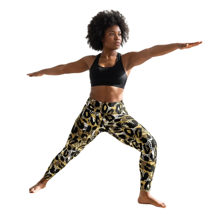 Damen Sport Leggings von BUYATHOME24, hohe Taille mit Seitentaschen, in 2XS-6XL, bequemes Stretchmaterial, schwarze Farbe