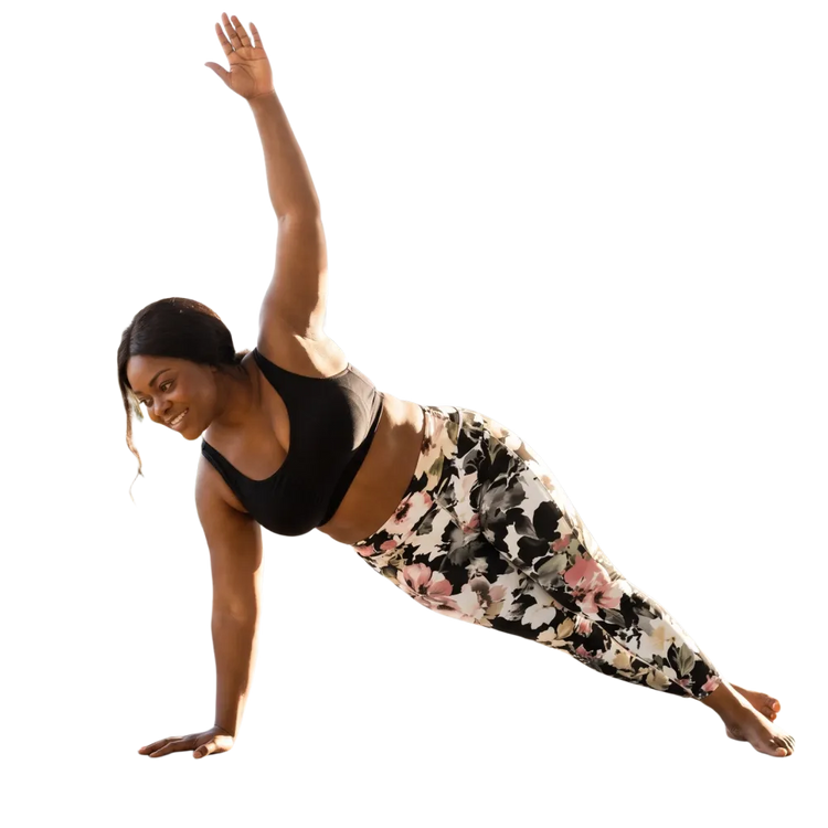 Damen Sport Leggings von BUYATHOME24 mit hoher Taille, Seitentaschen, in 2XS-6XL, bequem und sportlich, schwarz.