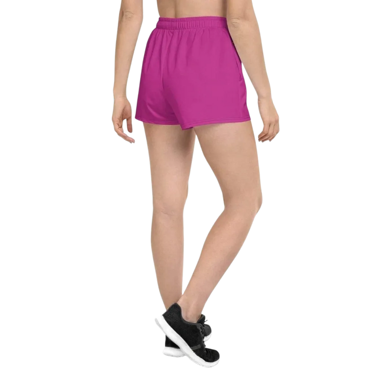 Damen Sportshorts von BUYATHOME24, atmungsaktiv mit UV-Schutz 50+, in XS bis 3XL, personalisierbar, Textildruck auf hellblauem Stoff