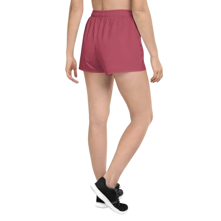 Damen Sportshorts von BUYATHOME24, atmungsaktiv mit UV-Schutz 50+ und Taschen, in XS-3XL, auf Textildruck.
