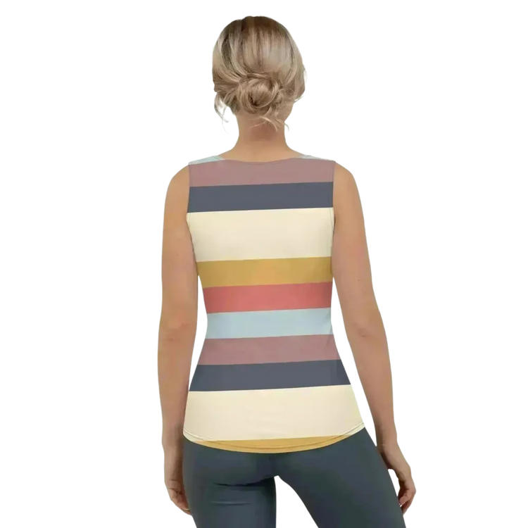 Damen Elasthan Top, sportliches Achselshirt in XS–XL, bequemes Athletik-Shirt für Damen, elastischer Stoff, stylischer Textildruck