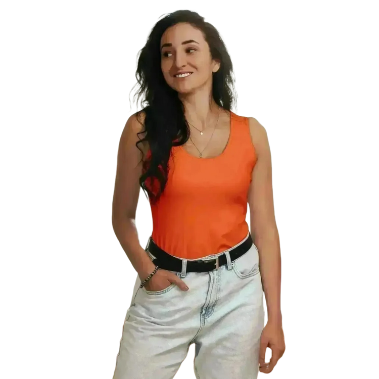 Damen Sport Tanktop aus Mikrofaser mit Vier-Wege-Stretch in XS bis XL, schwarzes Textildruck-Design, von BUYATHOME24