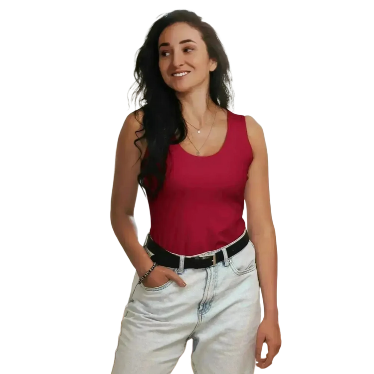 Damen Sport Tanktop von BUYATHOME24, Vier-Wege-Stretch, bequemes Fitnessshirt in XS bis XL, Textildruck, aus Polyester gefertigt.