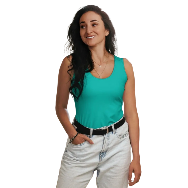 Damen Sport-Tanktop von BUYATHOME24, atmungsaktiv mit 4-Wege-Stretch, in XS bis XL, aus Polyester, textildruck.