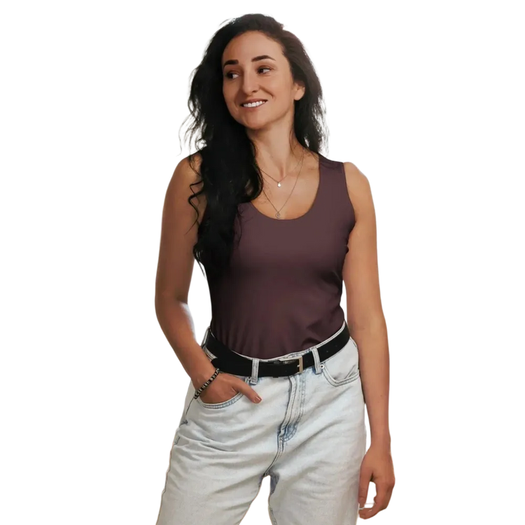 Damen Sport Tanktop von BUYATHOME24, atmungsaktiv, mit Vier-Wege-Stretch, in XS bis XL, weiches Polyester, Textildruck auf der Vorderseite