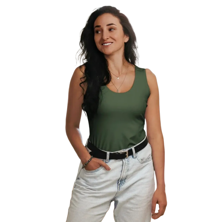Damen Sport Tanktop aus Mikrofaser mit 4-Wege-Stretch, in XS bis XL, von BUYATHOME24, bequemes Sportshirt für Damen