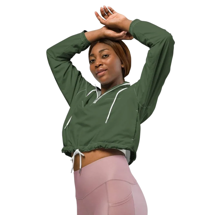Damen Sportjacke XS-2XL von BUYATHOME24, atmungsaktiv und wasserdicht, bauchfrei, Textildruck auf Vorderseite, sportlich und bequem
