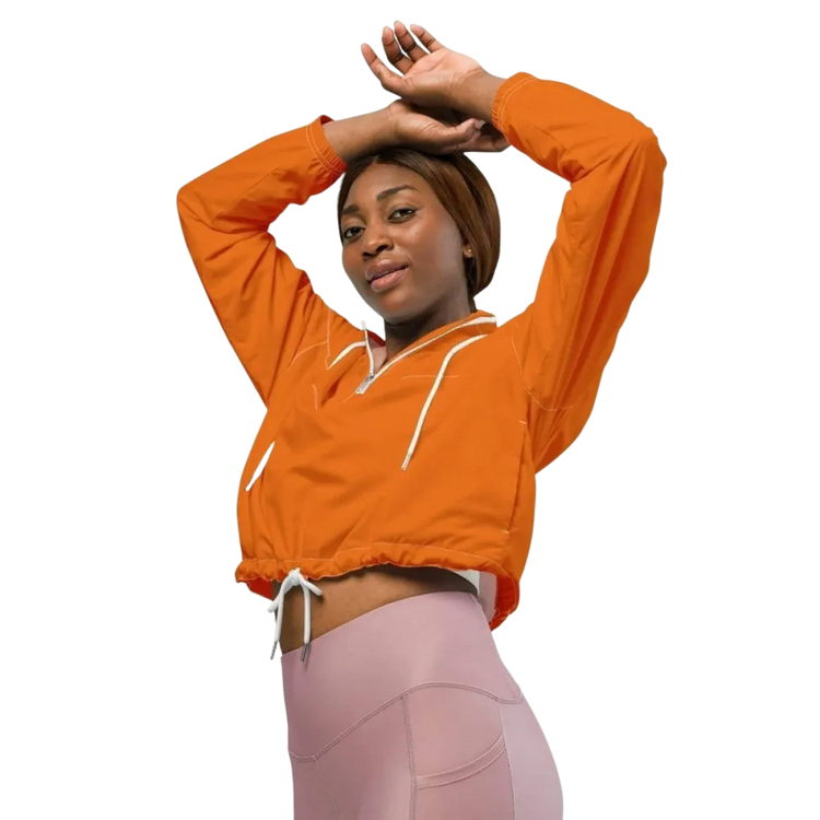 Damen Sportjacke von BUYATHOME24, wasserdicht, atmungsaktiv, bauchfrei, in XS bis 2XL, mit Textildruck