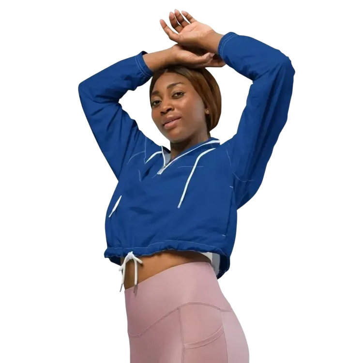 Damen Sportjacke von BUYATHOME24, wasserdicht, bauchfrei, mit Netzfutter, in XS bis 2XL, für sportliche Aktivitäten.