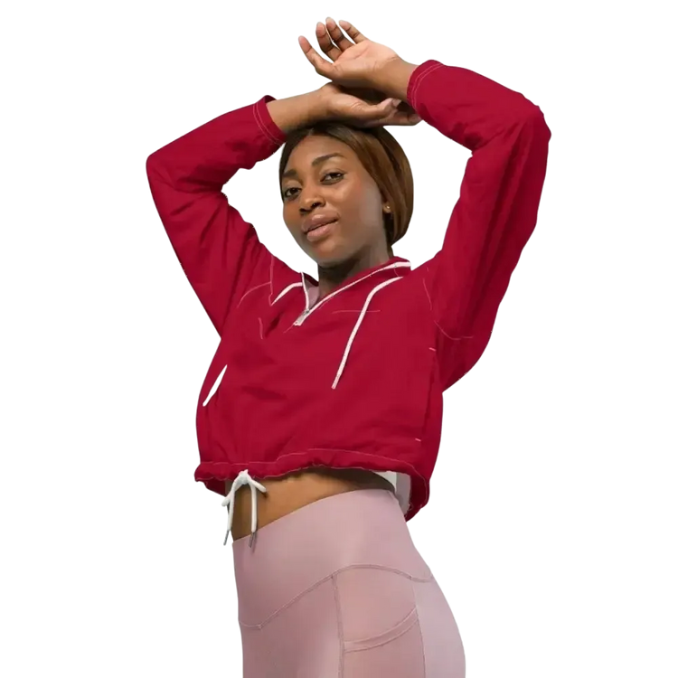 Damen Sportjacke Bauchfrei von BUYATHOME24, wasserdicht mit Netzfutter, in XS bis 2XL, leicht und atmungsaktiv.