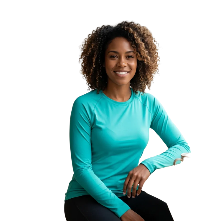 Damen Langarm Sportshirt von BUYATHOME24 aus Stretch-Polyester mit UV-Schutz, in XS-3XL, bequemes Fitness- oder Sportswear