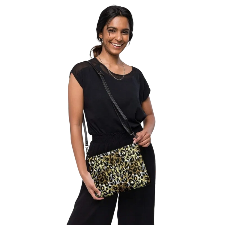Damen Umhängetasche aus Kunstleder mit verstellbarem Riemen, 27x20x3 cm, in elegantem Design, von BUYATHOME24.
