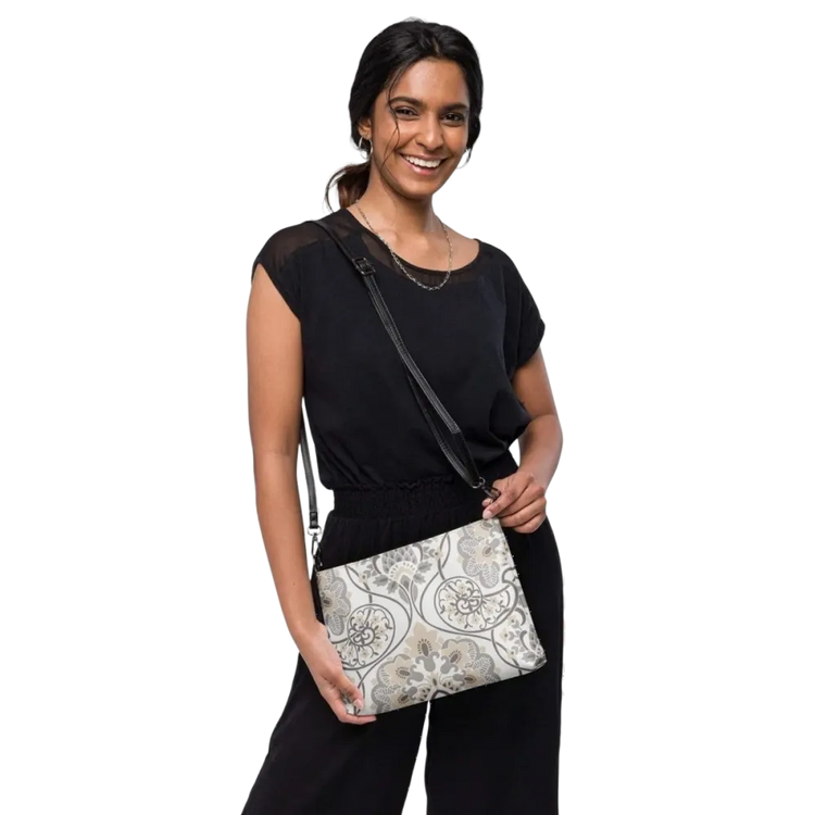 Damen Umhängetasche aus Kunstleder, 27x20 cm, Crossbody Bag mit Druck, braun, modisches Accessoire von BUYATHOME24