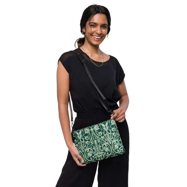 Damen Umhängetasche aus Kunstleder, 27x20x3 cm, mit Druck, handliche Tasche von BUYATHOME24, elegante Damenhandtasche