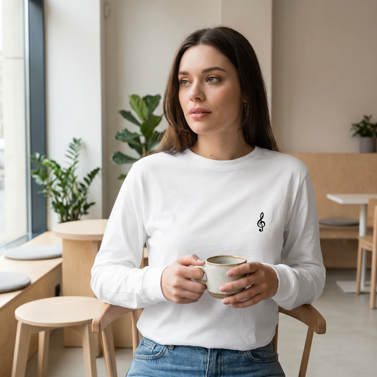 Damen Sweatshirt mit Musiknoten-Grafik, Baumwolle, in XS bis 2XL, bequem und bedruckbar, von BUYATHOME24