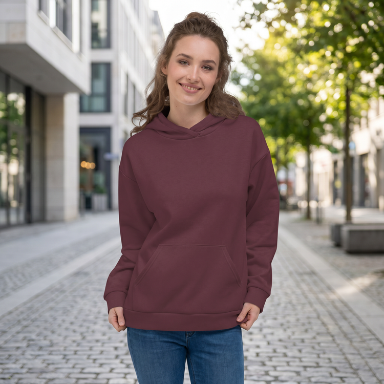 Dunkelroter Unisex Hoodie mit Allover-Print, BUYATHOME24, in XS bis 3XL, mit Kapuzen und langen Ärmeln, bequem und modisch