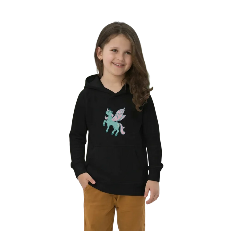 Unicorn Tierdruck Kinder Hoodie für Jungen und Mädchen, Grafik, Kapuzenpullover, 4-12 Jahre, bequemer Unisex Hoodie.