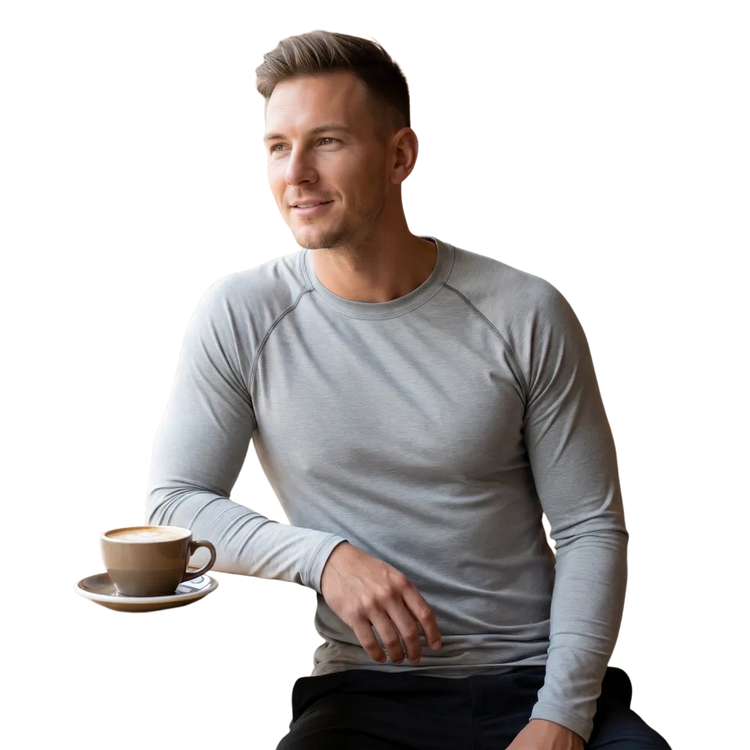 Herren Langarm-Sportshirt von BUYATHOME24, bedruckbares Fitness-Shirt in XS bis 3XL, sportlich und bequem.