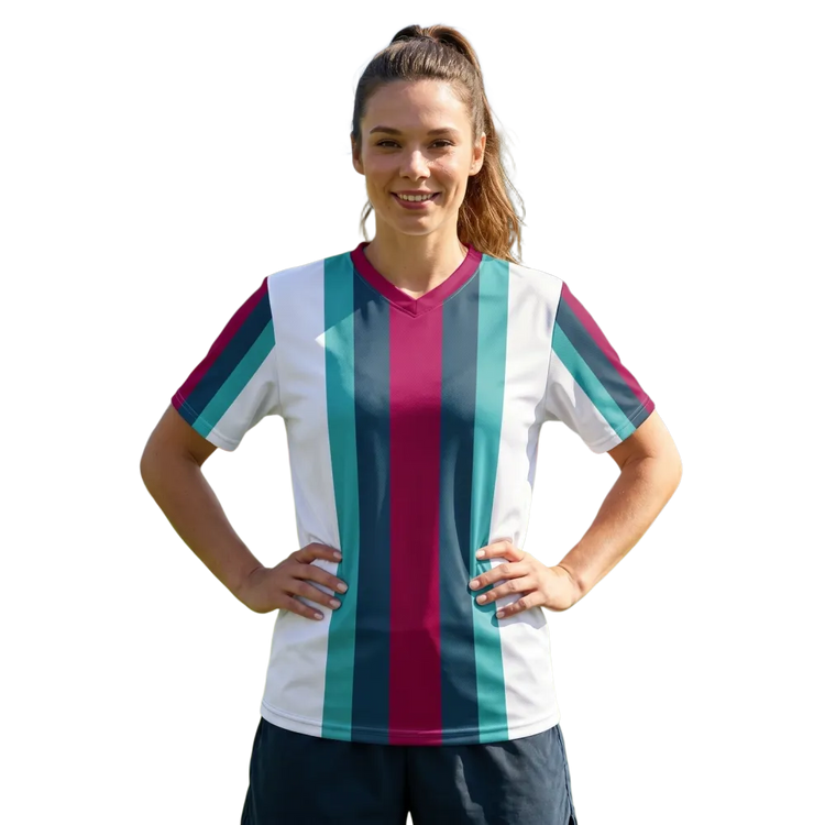 Unisex Fußball T-Shirt mit V-Ausschnitt, schnelltrocknend, personalisierbar, in verschiedenen Größen, von BUYATHOME24