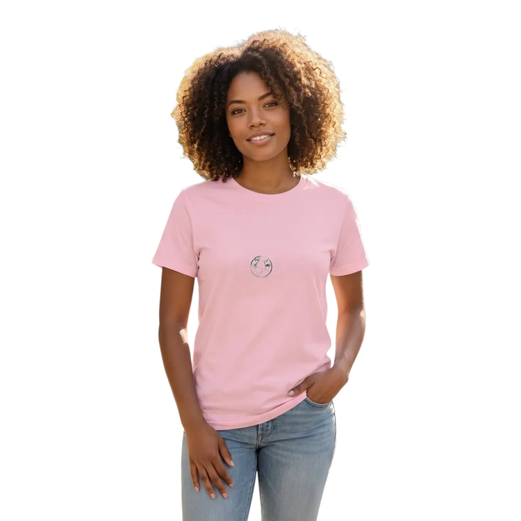 Grafik Damen T-Shirt mit Rundhals, Baumwolle, personalisierbar, in S-3XL, weißes T-Shirt mit modernem Druck von BUYATHOME24