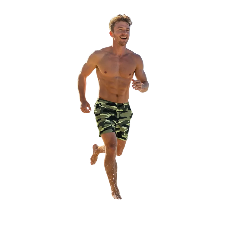 Grüne Camouflage Herren Badehose mit UV-Schutz 50+, Stretch, für 2XS-6XL, bequemes Schwimmhose von BUYATHOME24