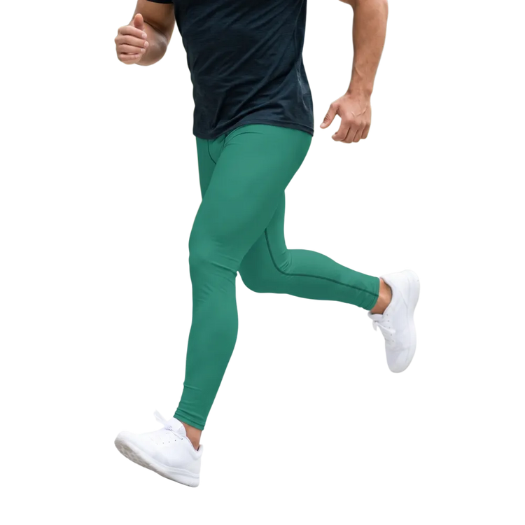Grüne Herren Sport Leggings mit Allover-Print von BUYATHOME24, atmungsaktiv und mit Vier-Wege-Stretch, in XS bis 3XL