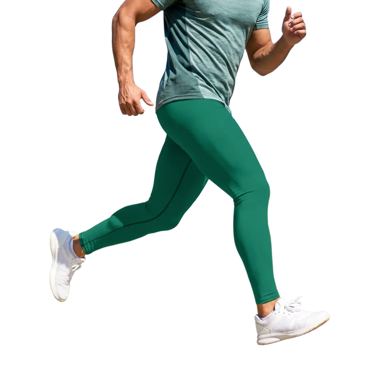 Grüne Herren Sportleggings mit Allover-Print, mit Vier-Wege-Stretch, personalisierbar, in XS bis 3XL, von BUYATHOME24
