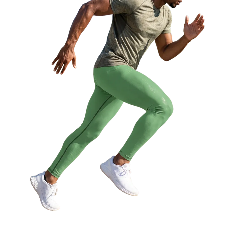 Hellgrüne Herren Sportleggings mit Allover-Print, elastisch und bedruckbar, für Fitness und Training, in XS bis 3XL