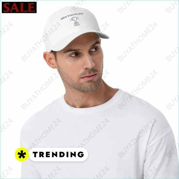 Unisex Baseball Cap aus Stretch-Baumwolle in Weiß, 54-60 cm Umfang, mit besticktem BUYATHOME24 Logo, für Männer und Frauen