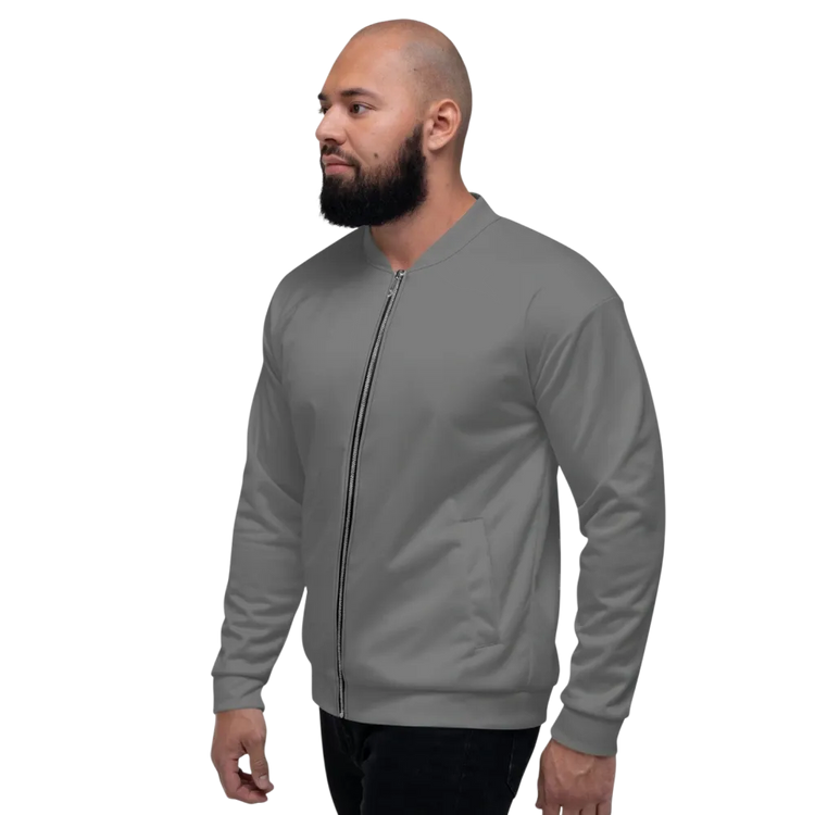 Unisex Bomberjacke in Grau, leichte Blousonjacke mit YKK-Reißverschluss, für Damen und Herren, in XS bis 3XL.