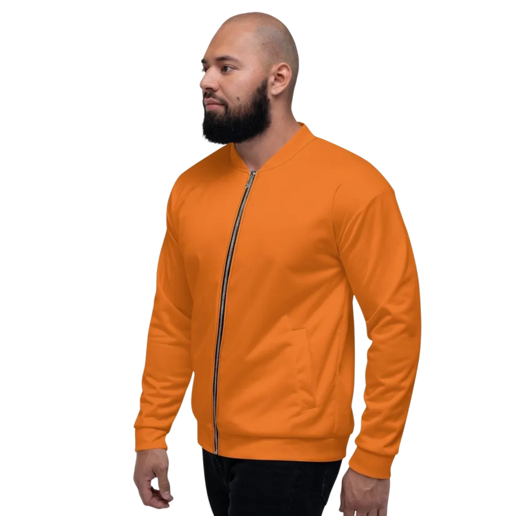 Unisex Bomberjacke in Orange von BUYATHOME24, leichte Herbstjacke mit YKK-Reißverschluss, für Männer in XS bis 3XL